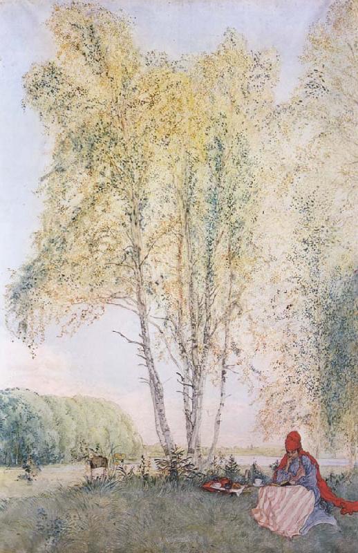 Carl Larsson A Nap Outdoors oil painting picture